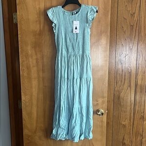 Mint green Ruffle Sleeve Maxi Dress